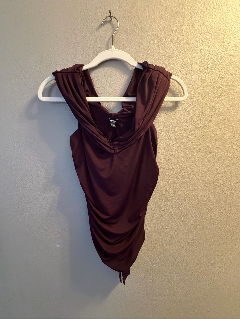 Express One-Shoulder Draped Dress in Plum